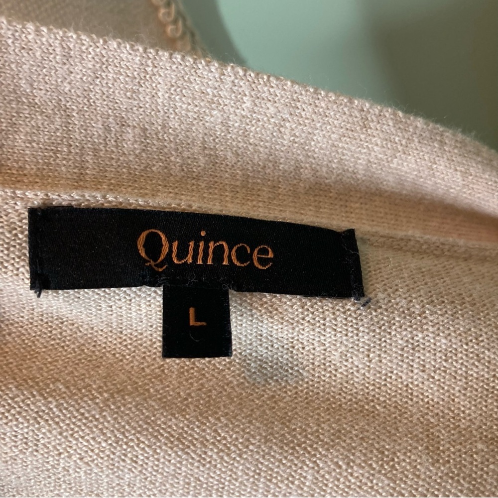 Quince Light Beige V-Neck Sweater - Picture 9 of 11